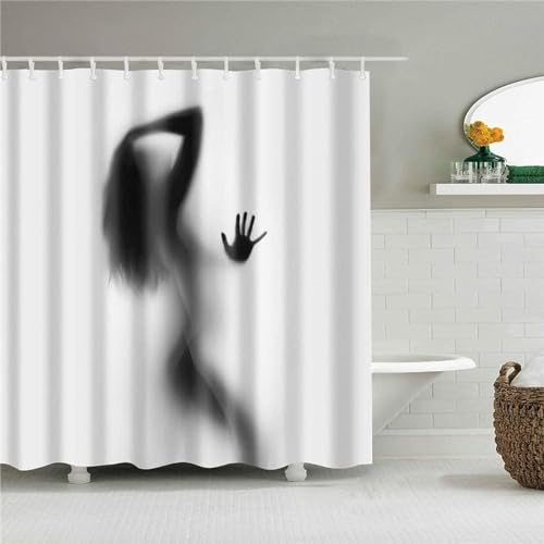 Tizhweqo Duschvorhang 120x180 Nackte Frau Duschvorhang Sexy Badezimmer Vorhang Antischimmel Wasserdicht 3D Effekt Duschvorhänge Textil Polyester Stoff für Badewannen mit Haken von Tizhweqo