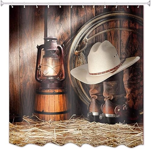 Tizhweqo Duschvorhang 120x200 Western-Thema Duschvorhang Cowboyhutstiefel Badezimmer Vorhang Antischimmel Wasserdicht 3D Effekt Duschvorhänge Textil Polyester Stoff für Badewannen mit Haken Tizhweqo Duschvorhang 120x200 Western-Thema Duschvorhang Cowboyhutstiefel Badezimmer Vorhang Antischimmel Wasserdicht 3D Effekt Duschvorhänge Textil Polyester Stoff für Badewannen mit Haken von Tizhweqo