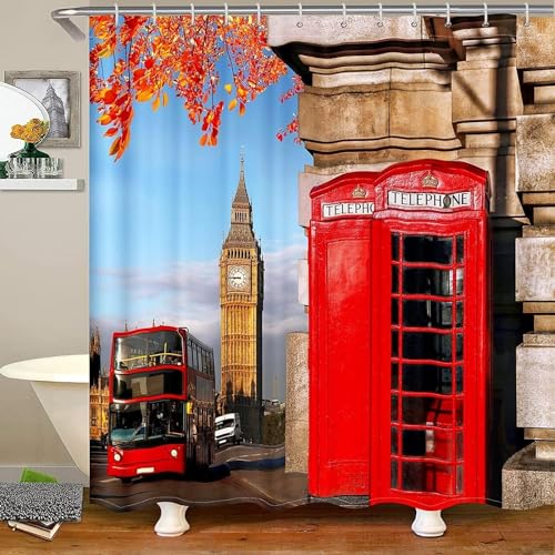 Tizhweqo Duschvorhang 180x200 London, England Duschvorhang London, England Badezimmer Vorhang Antischimmel Wasserdicht 3D Effekt Duschvorhänge Textil Polyester Stoff für Badewannen mit Haken C1320 Tizhweqo Duschvorhang 180x200 London, England Duschvorhang London, England Badezimmer Vorhang Antischimmel Wasserdicht 3D Effekt Duschvorhänge Textil Polyester Stoff für Badewannen mit Haken C1320 von Tizhweqo