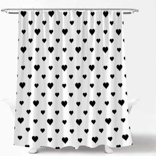 Tizhweqo Duschvorhang 240x200 Herzförmig Duschvorhang Schwarz und Weiß Badezimmer Vorhang Antischimmel Wasserdicht 3D Effekt Duschvorhänge Textil Polyester Stoff für Badewannen mit Haken B447 Tizhweqo Duschvorhang 240x200 Herzförmig Duschvorhang Schwarz und Weiß Badezimmer Vorhang Antischimmel Wasserdicht 3D Effekt Duschvorhänge Textil Polyester Stoff für Badewannen mit Haken B447 von Tizhweqo