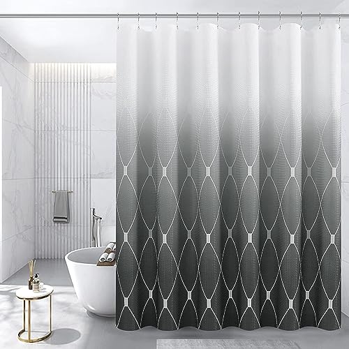 Tizhweqo Duschvorhang 240x200 Modernes Grau Duschvorhang Geometrie Badezimmer Vorhang Antischimmel Wasserdicht 3D Effekt Duschvorhänge Textil Polyester Stoff für Badewannen mit Haken von Tizhweqo