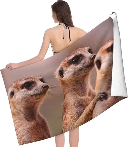 Tizhweqo Mikrofaser Strandtuch Erdmännchen Handtuch Groß 100x200 cm, Erdmännchen Strandtuch 3D Badetuch Strandhandtuch Schnelltrocknend Weiches Strandlaken, Reisehandtuch, Saunatuch a2692 von Tizhweqo