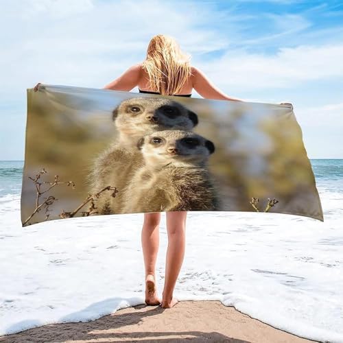 Tizhweqo Mikrofaser Strandtuch Erdmännchen Handtuch Groß 90x180 cm, Erdmännchen Strandtuch 3D Badetuch Strandhandtuch Schnelltrocknend Weiches Strandlaken, Reisehandtuch, Saunatuch a2761 von Tizhweqo