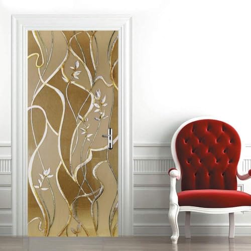Tizhweqo Türtapete Selbstklebend 80x200 Gold Türfolie Türposter Gold Fototapete Türklebefolie Wandbild Türaufkleber Wandtapete 3D Effekt für Wohnzimmer Schlafzimmer Küche 5762a von Tizhweqo