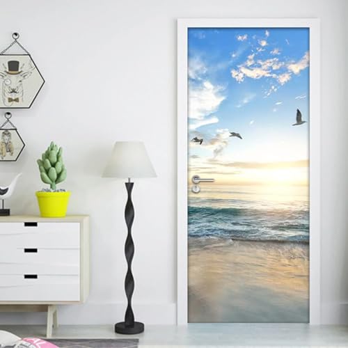Tizhweqo Türtapete Selbstklebend 85x215 Meer Türfolie Türposter Meer Fototapete Türklebefolie Wandbild Türaufkleber Wandtapete 3D Effekt für Wohnzimmer Schlafzimmer Küche 5791a von Tizhweqo