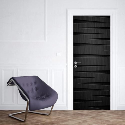 Tizhweqo Türtapete Selbstklebend 85x215 Schwarz Türfolie Türposter Schwarz Fototapete Türklebefolie Wandbild Türaufkleber Wandtapete 3D Effekt für Wohnzimmer Schlafzimmer Küche 5854a von Tizhweqo