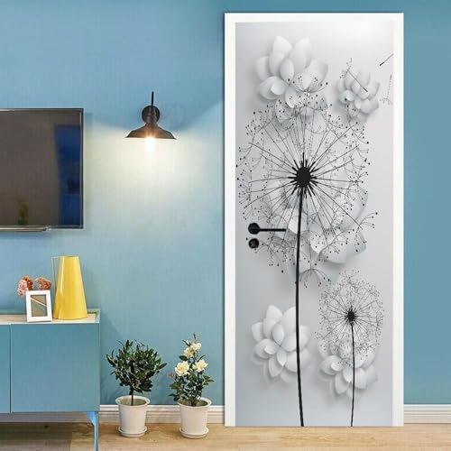 Tizhweqo Türtapete Selbstklebend 86x200 Dandelions Türfolie Türposter Dandelions Fototapete Türklebefolie Wandbild Türaufkleber Wandtapete 3D Effekt für Wohnzimmer Schlafzimmer Küche 5819a von Tizhweqo