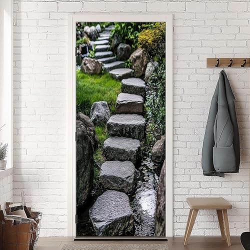Tizhweqo Türtapete Selbstklebend 95x215 Stein Türfolie Türposter Stein Fototapete Türklebefolie Wandbild Türaufkleber Wandtapete 3D Effekt für Wohnzimmer Schlafzimmer Küche 5804a von Tizhweqo