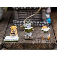 Miniatur Feentiere Lese Buch Tierfiguren Fairy Garten Lieferungen & Zubehör Terrarium Figuren von TizzleByTizzle
