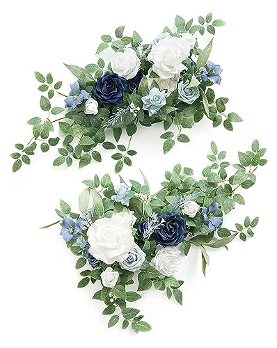 Tkasniy 2pcs künstliche Hochzeit Willkommensschild Blumen, Dusty Rose Hochzeit Bogen Blumen, gefälschte Blumenarrangements Tisch Blumen für rustikale Hochzeit Rezeption Backdrop Decor von Tkasniy