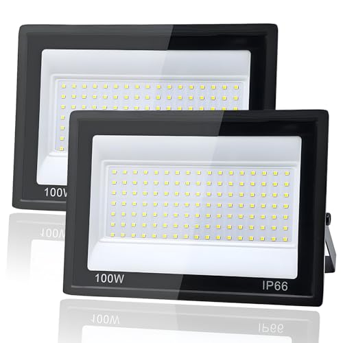 2 StückLED Strahler Außen 100W, 1M Kabel 6500K Kühlweiß 10000LM LED Scheinwerfer, Strahler Außen IP66 Wasserdicht, für Gärten, Terrassen, Höfe, Balkone, Parks, Garagen, Fabriken, Quadrat 2 StückLED Strahler Außen 100W, 1M Kabel 6500K Kühlweiß 10000LM LED Scheinwerfer, Strahler Außen IP66 Wasserdicht, für Gärten, Terrassen, Höfe, Balkone, Parks, Garagen, Fabriken, Quadrat von Tkdaksy