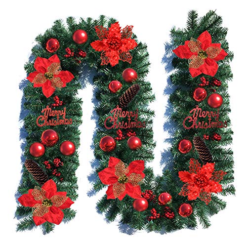 2,7 m Weihnachtskranz Girlande Künstlicher Tannenzapfen Ball Baum Rattan Hängende Ornament Home Party Tür Fenster Dekoration Tischläufer von Tkidplw