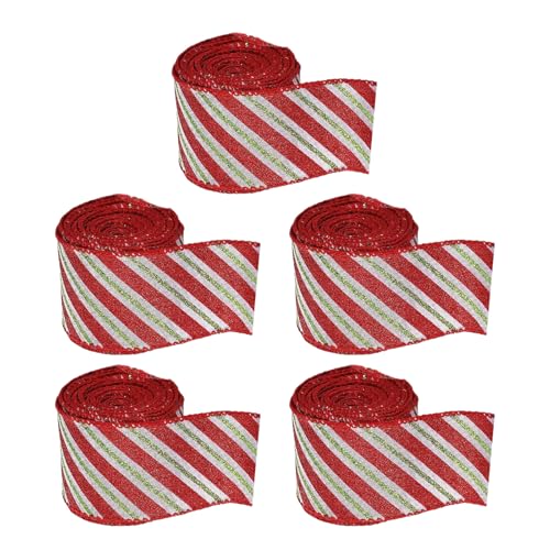 Tkidplw 5 Rollen Weihnachten Glitzernde Bänder Gestreift Dekorative Geschenkverpackung Band Stilvolle Schleife Weihnachtsbaum Dekoration Festival Party Dekoration Tkidplw 5 Rollen Weihnachten Glitzernde Bänder Gestreift Dekorative Geschenkverpackung Band Stilvolle Schleife Weihnachtsbaum Dekoration Festival Party Dekoration von Tkidplw