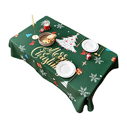 Tkidplw Nordic Rechteckige Tischdecke "Merry Christmas", öldicht, auslaufsicher, wasserabweisend, Tischdecke für Dekoration, Tischdecke, weiß, bügelfrei von Tkidplw