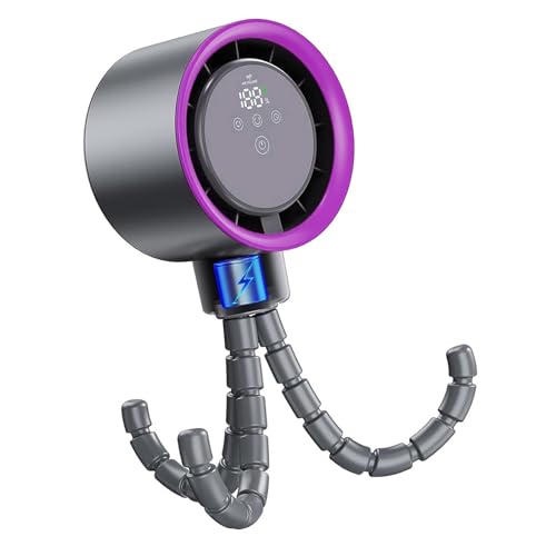 Tkidplw USB-Tischventilator mit Digitalanzeige und wiederaufladbarem Akku, 100 Geschwindigkeiten, leiser Betrieb, geeignet für Schlafzimmer, Camping, USB-Schreibtischventilator mit Digitalanzeige von Tkidplw