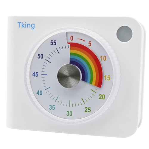 Tking Visueller Timer 60 Minuten Countdown Timer,Regenbogenmuster,Mit Halterung auf der Rückseite, magnetische Befestigung, für Küche, Schreibtisch Zeitmana gement mit leisem Betrieb(Weiß-Buchstil) Tking Visueller Timer 60 Minuten Countdown Timer,Regenbogenmuster,Mit Halterung auf der Rückseite, magnetische Befestigung, für Küche, Schreibtisch Zeitmana gement mit leisem Betrieb(Weiß-Buchstil) von Tking