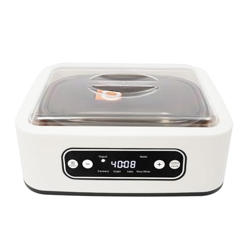 Joghurtbereiter, Griechischer Joghurtmaschine mit Temperatur- und Timer, Automatischer Digitaler Joghurt Maker, 9 Glasbehälter à 100 ml, Yogurt Maker für Joghurt Natto Reiswein von TkkMivcOC