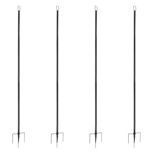 TkkMivcOC 3m Outdoor Lichterkette Stange Schäferhaken, 4 Pack außen String Light Poles, Metallische Lichterkettenstangen, Laternenhalter Dekoration für Hof Bistro Party Familientreffen von TkkMivcOC