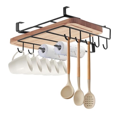 TkkMivcOC Hängende Schneidebrett Halter, Edelstahl Küchenbrett Regal mit Hakenleiste, Küchenutensilien, Abgerundete Kanten & Platzsparend, Küchenorganizer für Tasse Handtuch von TkkMivcOC