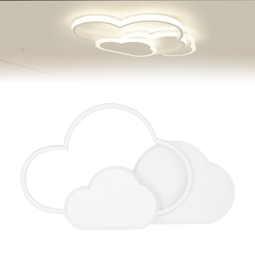 TkkMivcOC LED Deckenleuchte, 24W Moderne Leuchte Lampe Kinderzimmerlampe, Dimmbar 4500-6500K, Wolke Deckenleuchten für Wohnzimmer Schlafzimmer Flur Kinderzimmer Küchen, Weiß Warm Licht von TkkMivcOC