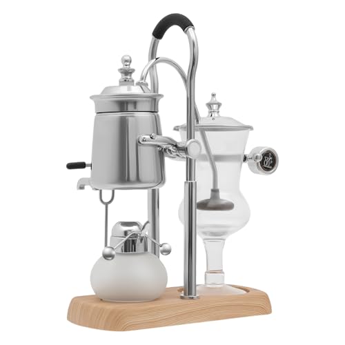 TkkMivcOC Retro Siphon Balance Kaffeemaschine, 400ml Siphon Kaffeemaschine Set mit Feinem Netz, Messbecher und Löffel, Siphon Kaffeemaschine, Kaffeebereiter für Kaffee (Silber) von TkkMivcOC