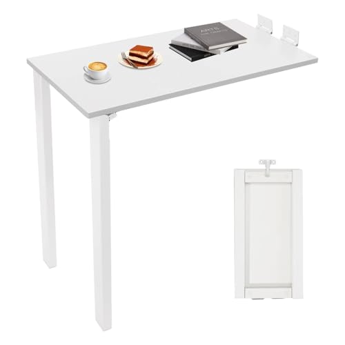 TkkMivcOC Wandklapptisch, L-Shape Klapptisch Wand mit 2 Tischbeine, Max. 60kg, Wandmontage Esstisch für Küchen Schlafzimmer Wohnzimmer Heimbüros Verandas, 75 x 40 x 74cm, Weiß von TkkMivcOC