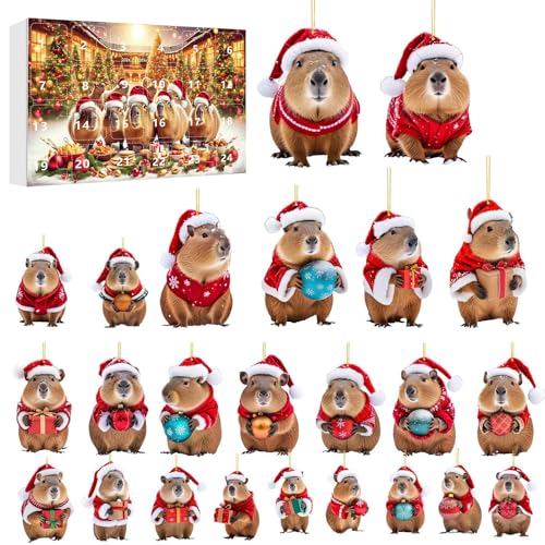 Tktouci 24 Tage Capybara Adventskalender Weihnachtskalender | 24 Türchen Countdown Bis Weihnachten,Capybara 2D Acryl Dekoanhänger Für Baum Wand Tür Fenster Deko Kinder Erwachsene Tktouci 24 Tage Capybara Adventskalender Weihnachtskalender | 24 Türchen Countdown Bis Weihnachten,Capybara 2D Acryl Dekoanhänger Für Baum Wand Tür Fenster Deko Kinder Erwachsene von Tktouci