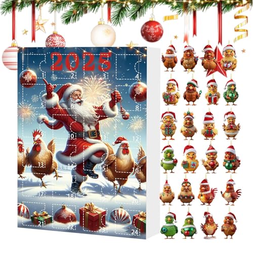 Tktouci Adventskalender Christbaumschmuck | Festlicher Adventskalender Mit 24 Tieren,Tieranhänger Acryl Huhn Figuren Deko für Christbaum Fenster Wand Tür Party Auto Spiegel von Tktouci