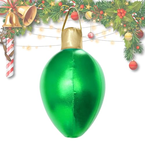 Tktouci Aufblasbare Weihnachtskugeln Mit Beleuchtung | Aufblasbarer Ballschmuck,PVC Dekoration 30 X 15 cm Mit Licht Für Außen Garten Rasen Pool Baum Fenster Tür Vorbau von Tktouci