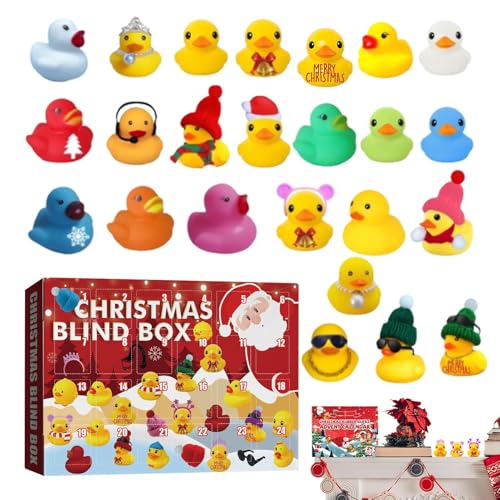Tktouci Badeente Advent | 24 Tage Countdown Kalender | Gummiente Strumpffüller für festliche Dekoration Urlaub Ritual tägliche Familienaktivität Klassenzimmer Schule Party Zuhause von Tktouci