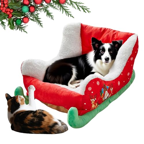 Tktouci Bett Für Katzen | Weihnachtliches Kuscheliges Weihnachtsfest Plüsch Haustierbett,Festliches Plüsch Gemütliches Nest Isoliert Für Katzen Weihnachtsferien Kitten Beruhigung Welpen Schlafen Tier von Tktouci