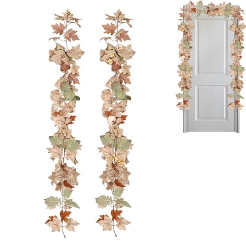 Tktouci Blattgirlande - 180 cm/6 Fuß Herbstranken mit künstlichem Laub,Künstliche Laubgirlande, Bauernhaus-Herbst-Kaminsims-Dekoration, Party-Dekoration für Fenster, Kamin, Haustür von Tktouci