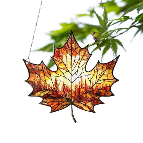 Tktouci Fenster 2D Ornament | Erntedankfest Kunstschild - Herbst Ahorn 2D Acryl Sonneneinfang Dekoration - Für Wohnzimmer Schlafzimmer Esszimmer Tktouci Fenster 2D Ornament | Erntedankfest Kunstschild - Herbst Ahorn 2D Acryl Sonneneinfang Dekoration - Für Wohnzimmer Schlafzimmer Esszimmer von Tktouci