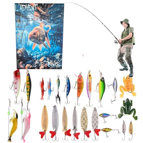 Tktouci Fishing Lure Countdown Kalender, 24-Tage Countdown Kalender mit Hecht Angelködern, Hartköder Weichköder Angelzubehör für Stausee Fluss Teich See Outdooraktivität Tktouci Fishing Lure Countdown Kalender, 24-Tage Countdown Kalender mit Hecht Angelködern, Hartköder Weichköder Angelzubehör für Stausee Fluss Teich See Outdooraktivität von Tktouci