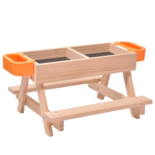 Tktouci Geflügelfutterautomat - Futter- & Tränke Set Für Hühner | Verschwendungsfreier Tränkehalter Mit Holzgestell Futterzubehör Für Wachteln Hühnerstall von Tktouci