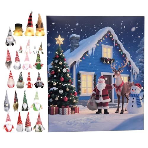 Tktouci Gnome Countdown Kalender,Weihnachtswichtel Kalender 2025 Mit 24 Tagen - Deko Figuren Für Kränze Auto Büro Eingangsbereich Fensterbank Tisch Baum Fest | Für Mädchen Frauen Männer Erwachsene von Tktouci