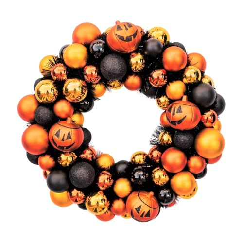 Tktouci Gotischer,Kürbiskugel Halloween Tür- Girlande Deko Für Fenster Wand Erntedankfest Party Zuhause Bauernhaus Dekoration von Tktouci