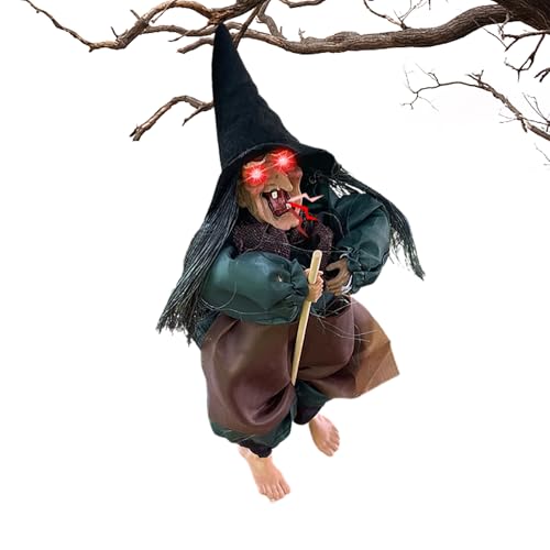 Tktouci Halloween-Hexen-Dekorationen,Gruselige Behänge Hexen Deko - Sprechende Hexendekoration mit leuchtenden Augen und Tonaktivierungsfunktion für die Außendekoration Tktouci Halloween-Hexen-Dekorationen,Gruselige Behänge Hexen Deko - Sprechende Hexendekoration mit leuchtenden Augen und Tonaktivierungsfunktion für die Außendekoration von Tktouci