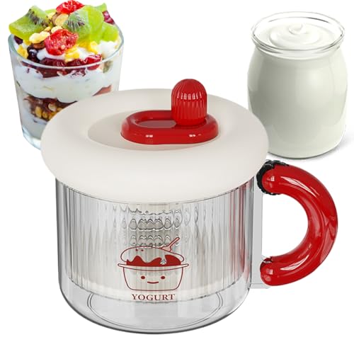 Tktouci Joghurt Sieb - Reines Joghurtabtropfsieb mit Deckel,Wiederverwendbarer Feinmaschiger Filter und Käsebereiter für Sojamilch Sahne Hauskochen Tägliche Ernährung Fitness Frühstück Küche von Tktouci