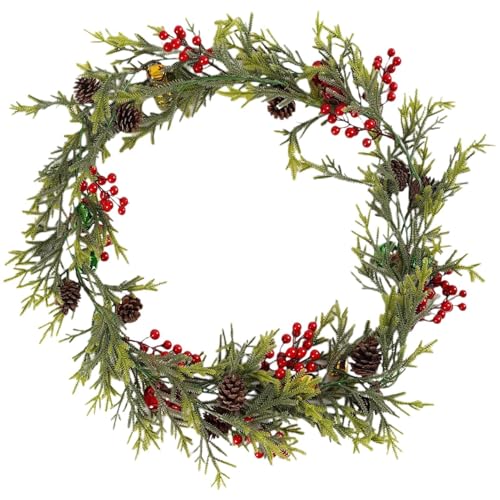 Tktouci Künstliche Girlande | Künstlicher Weihnachts Grünschmuck Mit Beeren | Wetterbeständige Natürliche Pflanzen Dekoration Für Innenbereich Wand Decke Kamin Fenster Eingangstür von Tktouci
