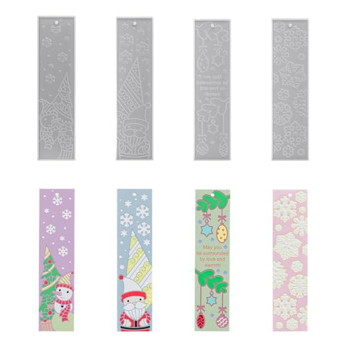 Tktouci Lesezeichen Form,4 Stück Weihnachts Epoxy Gießform | Dekorative Bastelzubehör Für Büro Unterricht Schüler Lehrer Geburtstag | für Wohnzimmer Fenster Tür Studenten Liebhaber Anfänger Feiertag von Tktouci