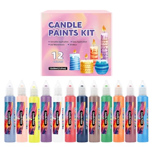 Tktouci Malstifte Für Leinwand,12 Farben Kerzenwachs Malstifte Set - Textilmarker Für Baumwolle Und Glas,Einfaches Mal-Set Für Kinder Und Erwachsene Für Feiern Geschenkideen von Tktouci