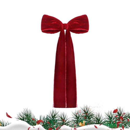 Tktouci Samt-Weihnachtsbaumschleifen, Weihnachtsschleifen-,17,7 x 8,6 Zoll große Samtschleifengirlande | Ästhetisches Charm-Zubehör, Vintage-Baumspitze, Ornament für Girlanden, Treppen, Fenster, von Tktouci