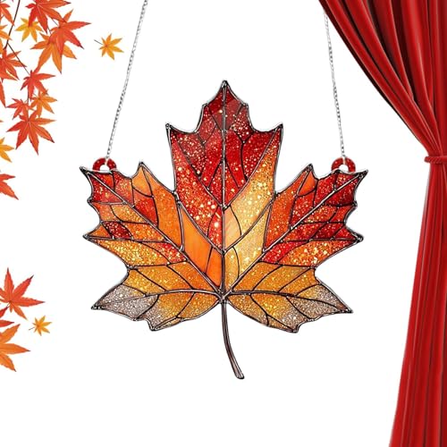 Tktouci Sonnenschein Fänger Für Fenster - Dekorative Wandkunst Ornamente Für Heimdekoration,Herbst Ahornblätter Aus Acryl Lichtfänger - Für Fensterbank Balkone Türen Wände von Tktouci