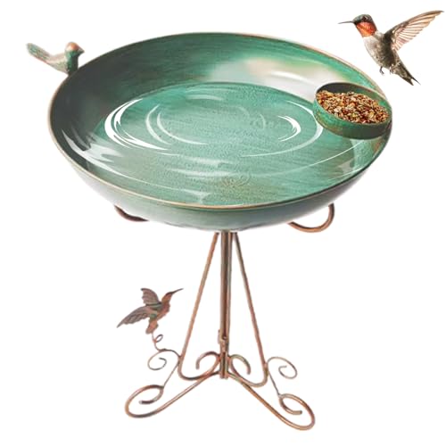 Tktouci Vogelbad Für Den Außenbereich, Futterstelle Für Den Garten, Metall Vogelbad Für Balkon Rasen Terrasse Garten Fenster von Tktouci