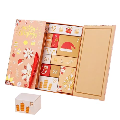 Tktouci Weihnachten Adventskalender Box | 24-Tage 2025 Faltbar Leer Für Erwachsene | Handgemachte Aufbewahrung Wohnkultur Für Esszimmer Schreibtisch | Party Fensterbank Geburtstag Halloween von Tktouci