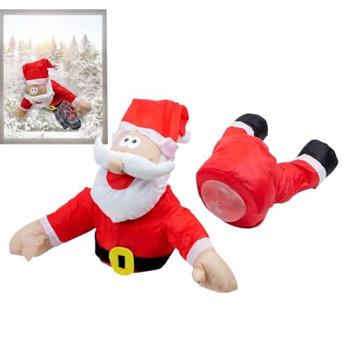 Tktouci Weihnachts Deko Animation Einstürzende Türen - Weihnachtsation Mit Crashing Santa Und Rentier | Soundaktivierung Mit Zerbrochener Glasaufkleber Und Beintritt Aktion,Für Fenster Erwachsene von Tktouci