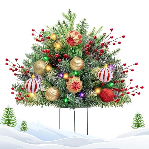 Tktouci Weihnachts Pflanzkübel Filler Outdoor,Künstlicher Weihnachtsbaum Pflanzkübel Filler mit Dreibein Erdspieß - Deko für Wohnung Büro Friedhof Schule Studentenzimmer von Tktouci