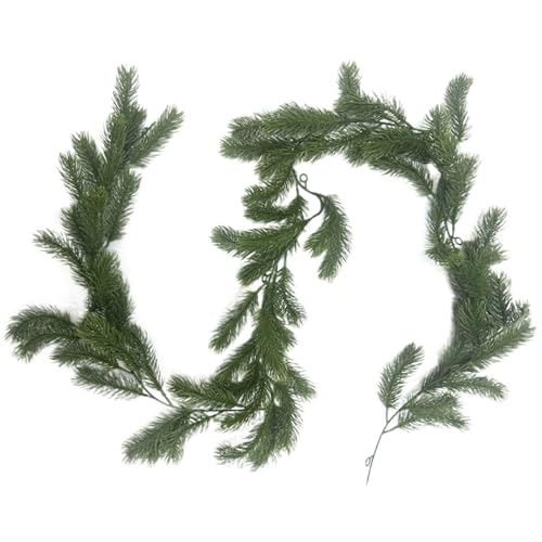 Tktouci Weihnachtsgrün Girlande Fühlt Sich Echt An - Kunstliche Tannengirlande Aus Zedernoptik - Dekoration Kamin Fensterbank Tisch Treppen Innenbereich Wohnraum Festliche Atmosphäre von Tktouci