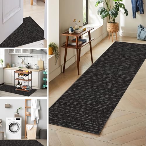 Flurteppich Läufer Lang Küchenläufer Waschbar Läufer Teppich Flur, Küchenteppich Läufer Waschbar Teppich Läufer Flur Rutschfest, Eingangsteppich Modern Teppich für Küche Flur Wohnzimmer 60 x 80 cm von Tkuhknag